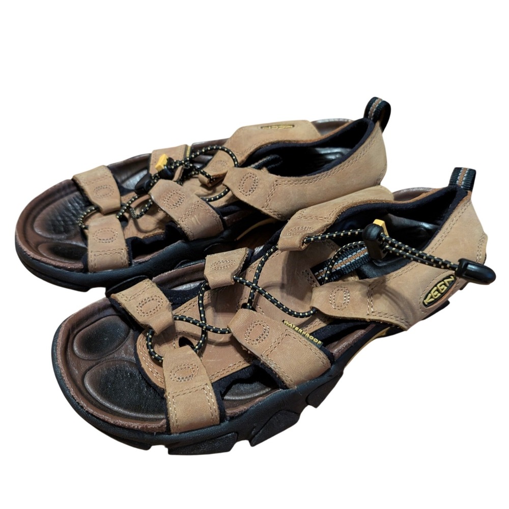 Keen Waterproof Brown Leather Hiking Sport Sandals Womens 8.5 Bungee Lace